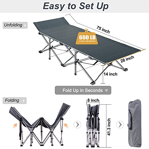 Oversized Folding Camping Cot with Mat & Carrying Bag R118