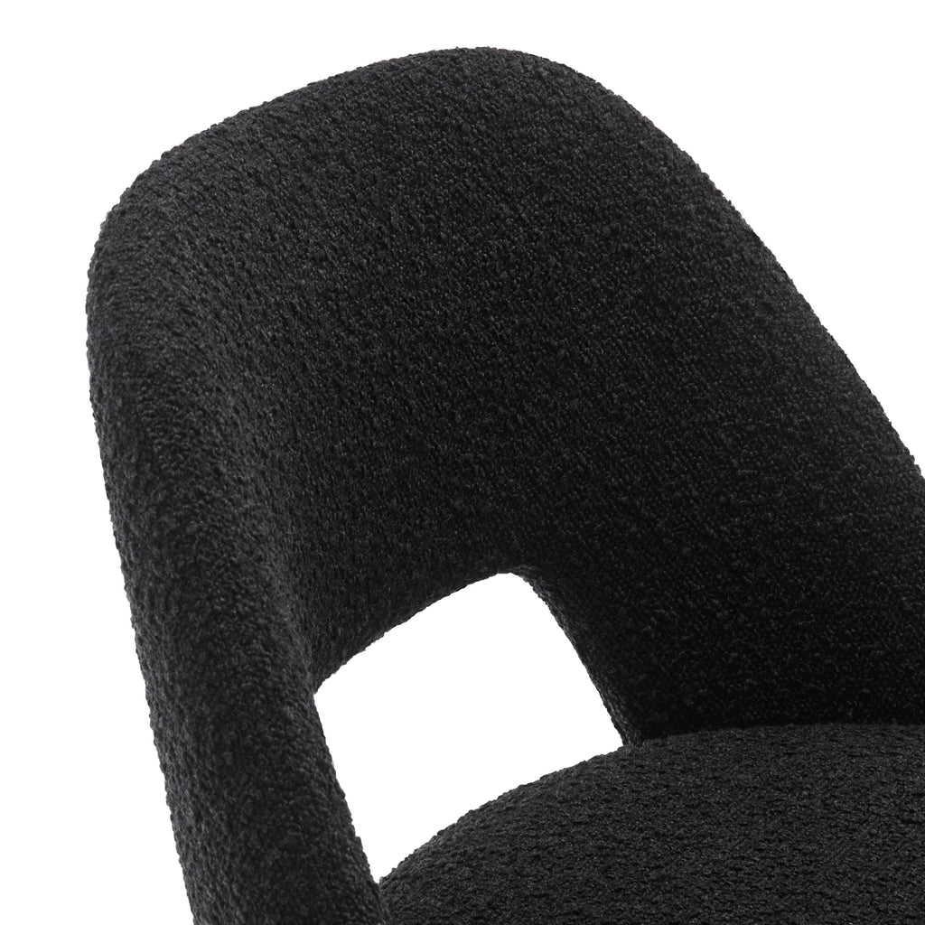 Boucle Fabric Barstools Set of 2 with Black Metal Legs Z613444