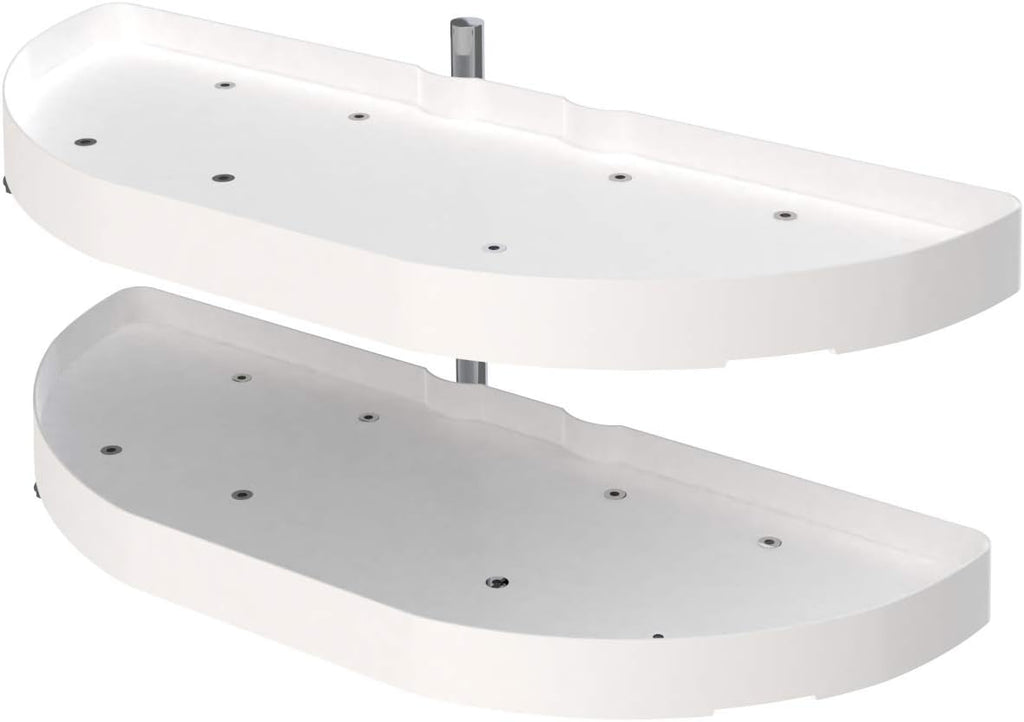 White 31-Inch Polymer 2-Tier Lazy Susan Kitchen Cabinet Organizer I786366
