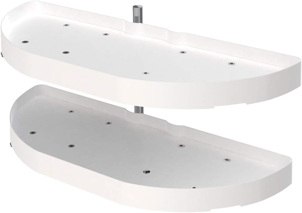 White 31-Inch Polymer 2-Tier Lazy Susan Kitchen Cabinet Organizer I786366