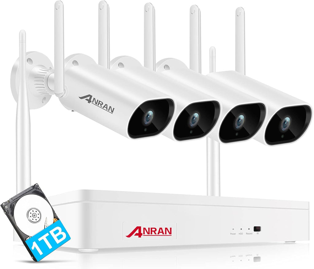 8 Channel 2K NVR 4Pcs 3MP Outdoor WiFi Security Camera with 1TB Hard Drive E350096