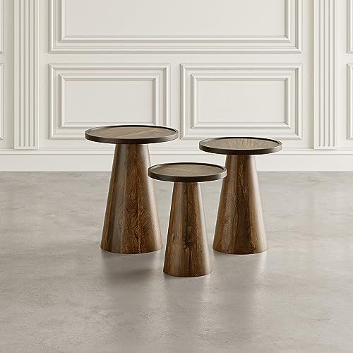 Set of 3 Solid Hardwood Round Nesting Tables D28985