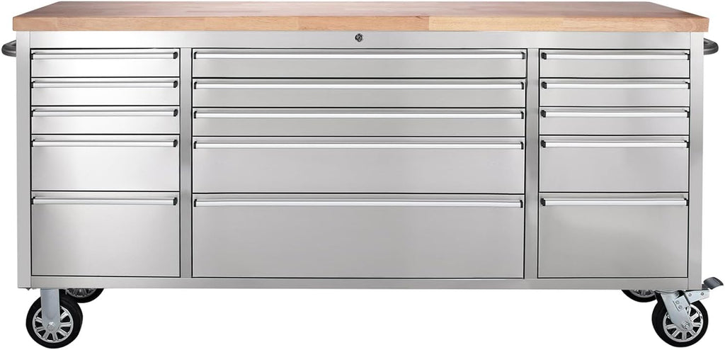72-inch Stainless Steel Rolling Tool Chest with 15 Drawers C68048