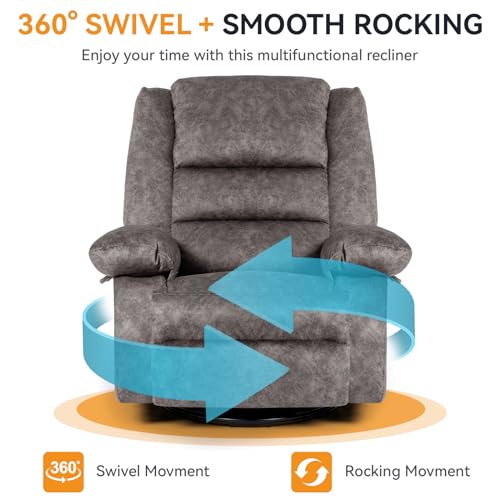 Recliner Chair with Heated 360 Degree Swivel Single Sofa Seat Foam Filling S716735
