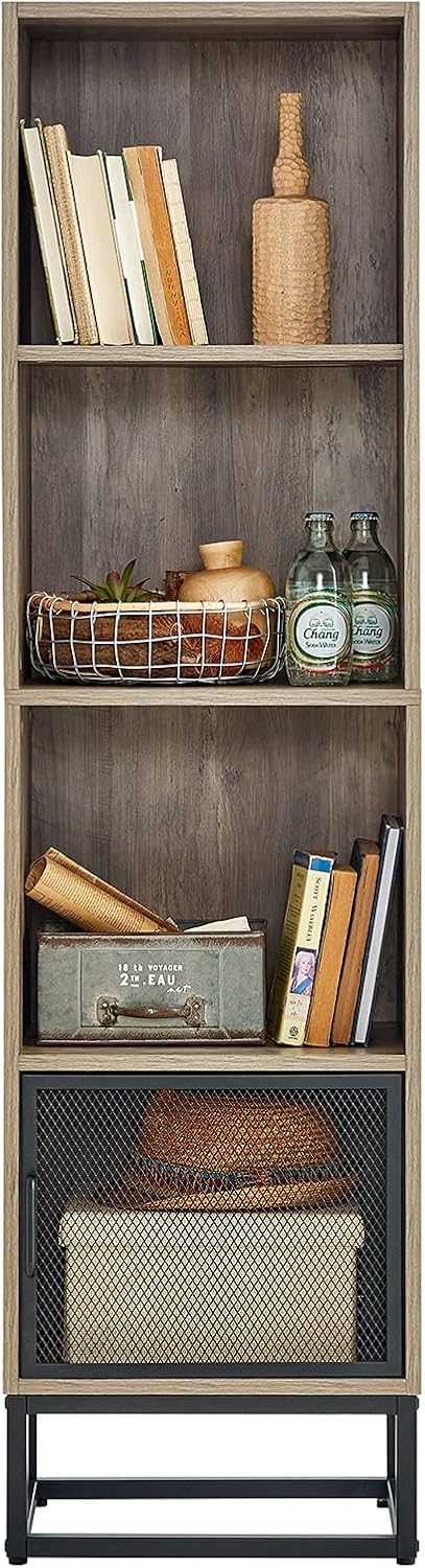Narrow Wood 4-Tier Bookshelf R516