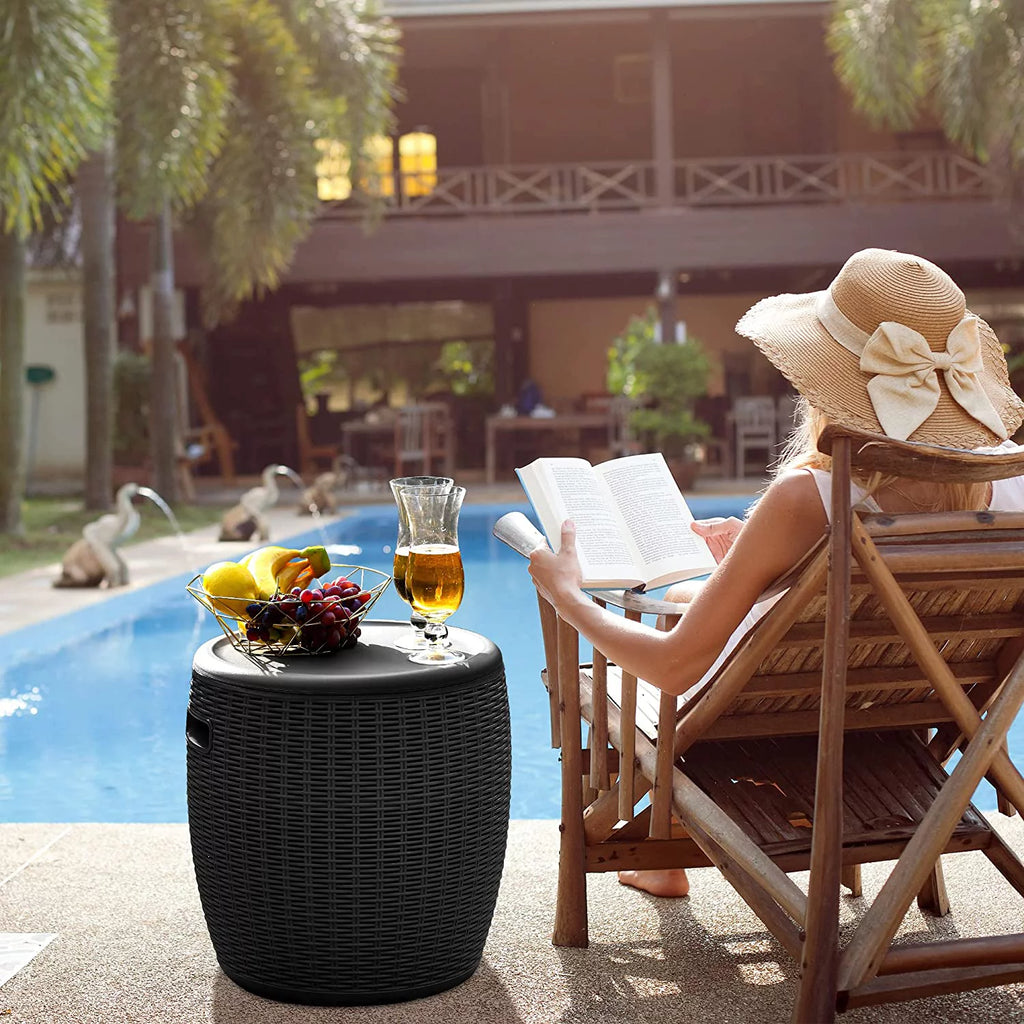 Ice Cooler & Side Table with 9.8 Gallon Ice Bucket C243
