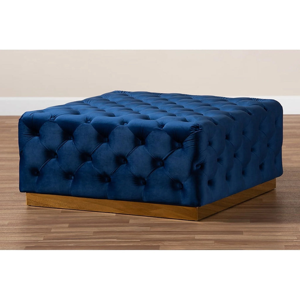 Royal Blue Velvet Square Cocktail Ottoman F77013