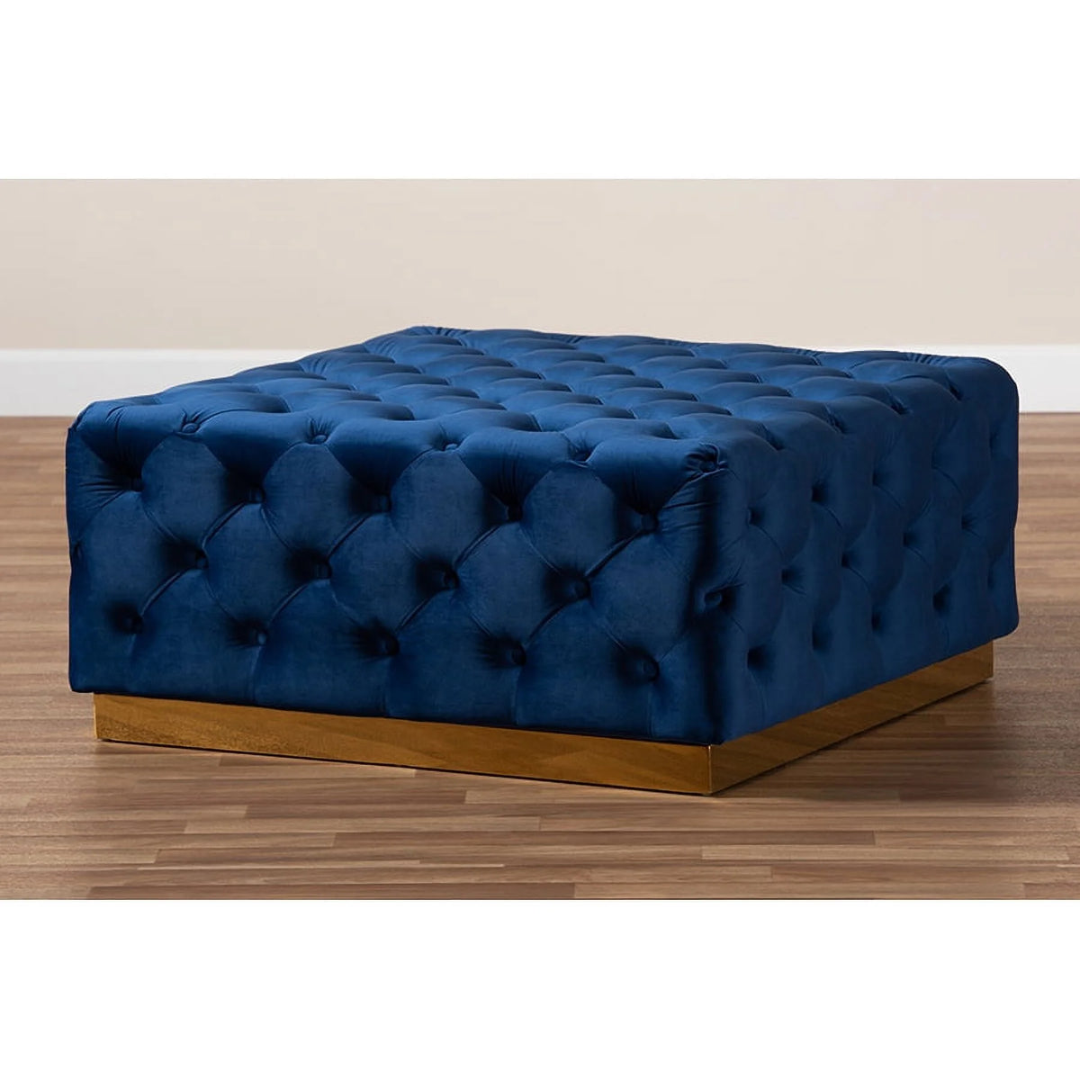 Royal Blue Velvet Square Cocktail Ottoman F77013