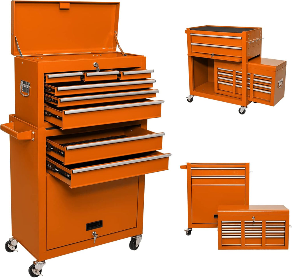 Red 8 Drawer Rolling Metal Tool Chest with Wheels M2943
