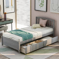 Twin Size Wood Platform Bed with Storage and 2 Drawers K9650