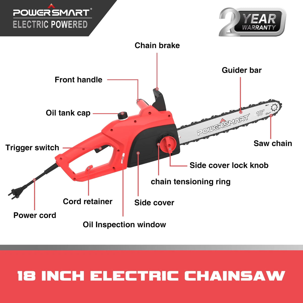 18 inch Corded Electric Chainsaw U53393