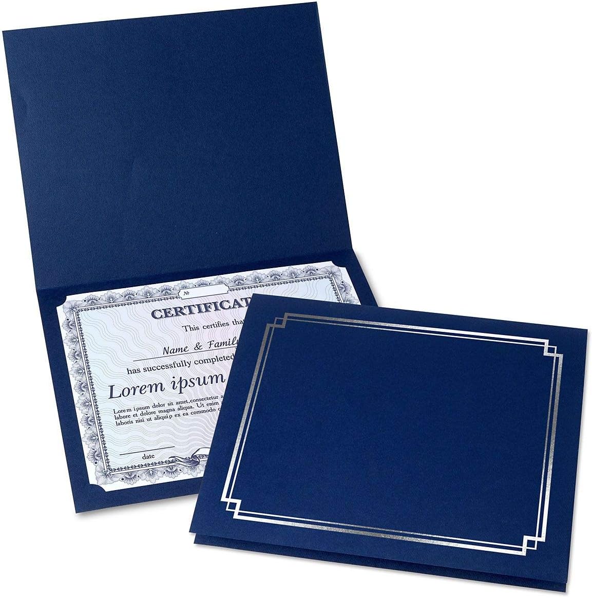 Black & Gold Certificate Holders, Pack of 25, Linen Cover, 9-1/2 x 12 H38215