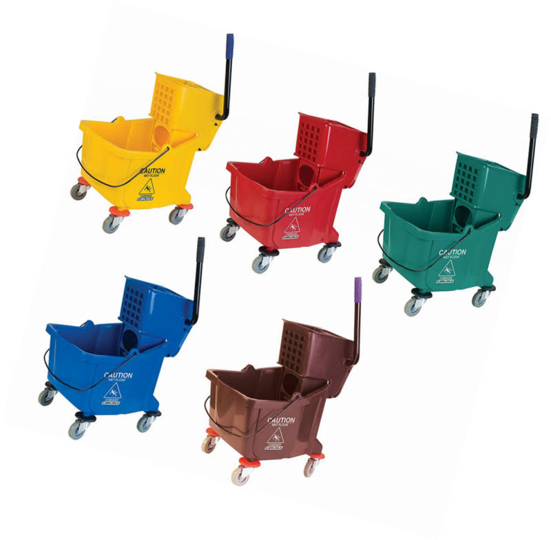 Blue 26 Quart Commercial Mop Bucket with Side Press Wringer J352