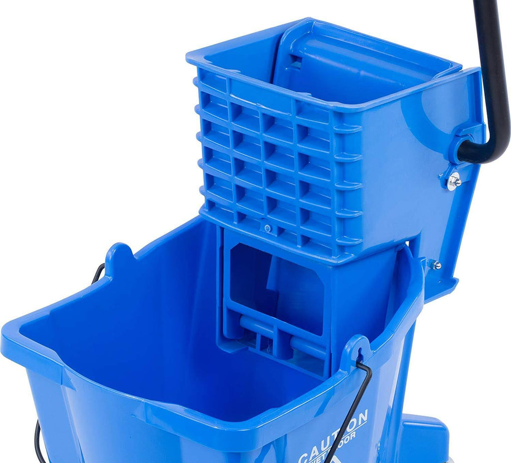 Blue 26 Quart Commercial Mop Bucket with Side Press Wringer J352