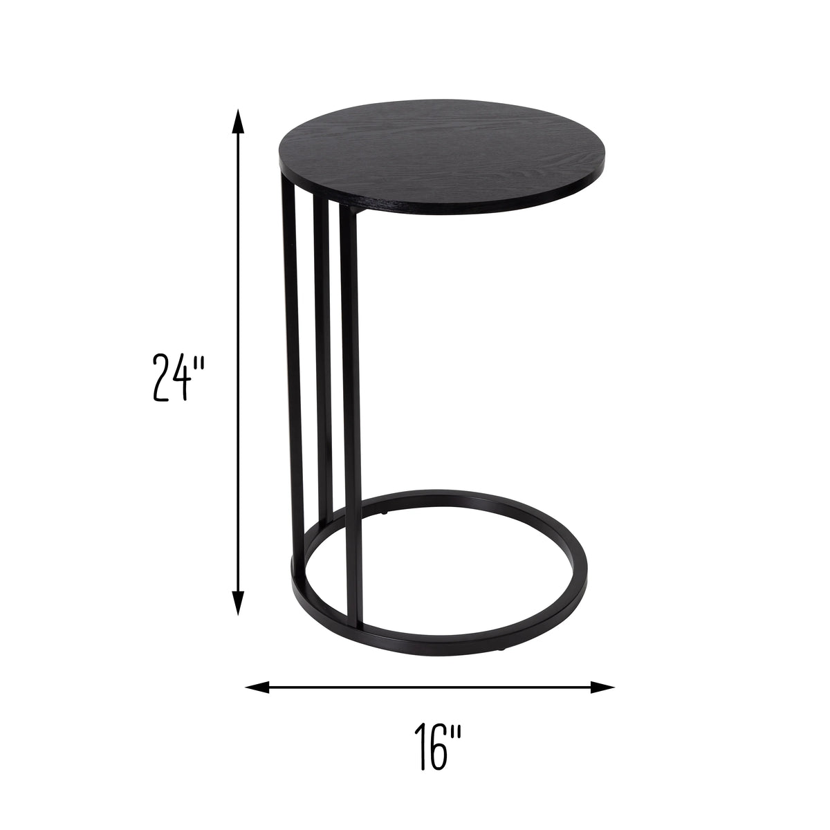 Black Wood and Metal Round End Table S988196