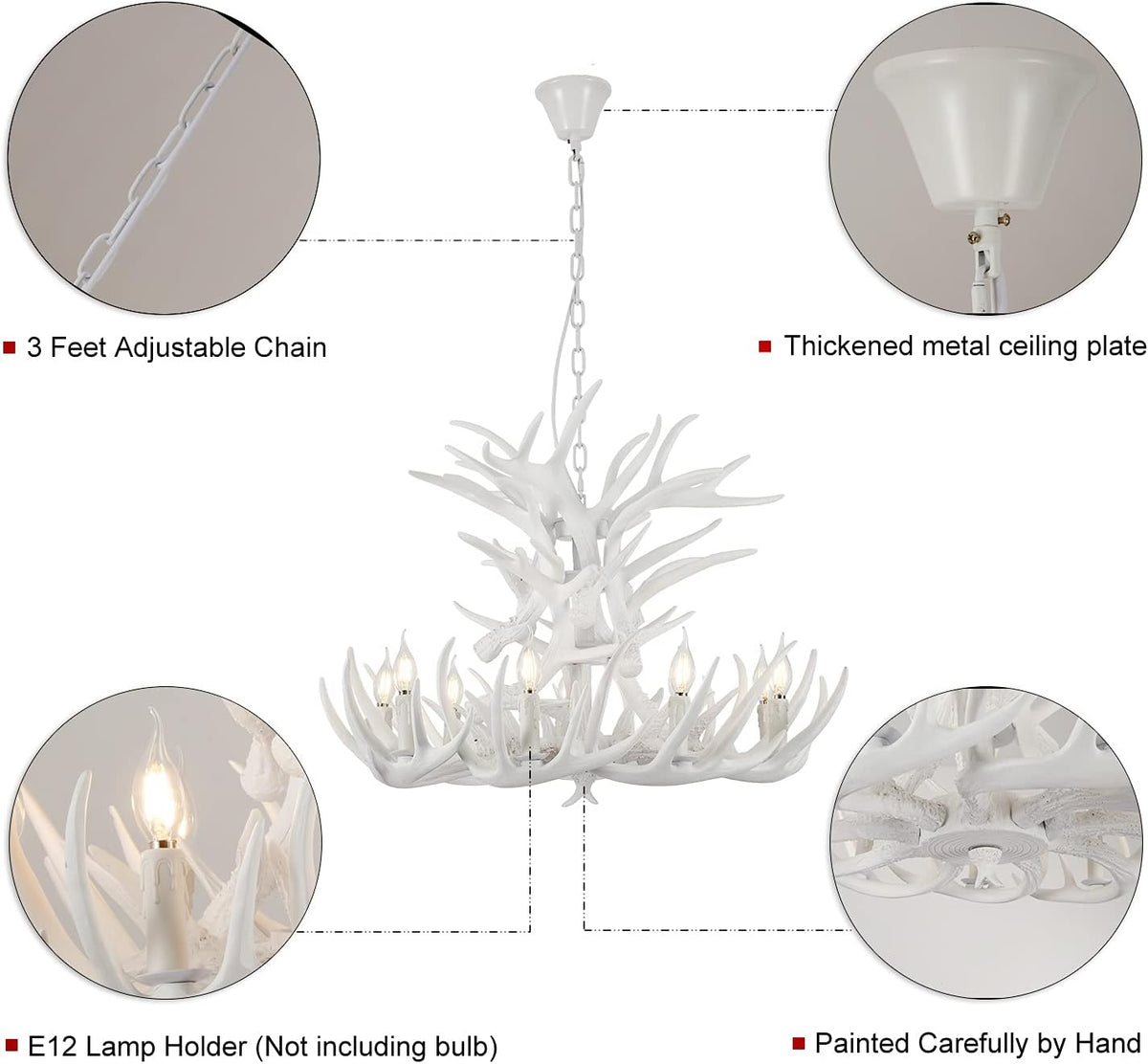 White Antler Chandelier L145305