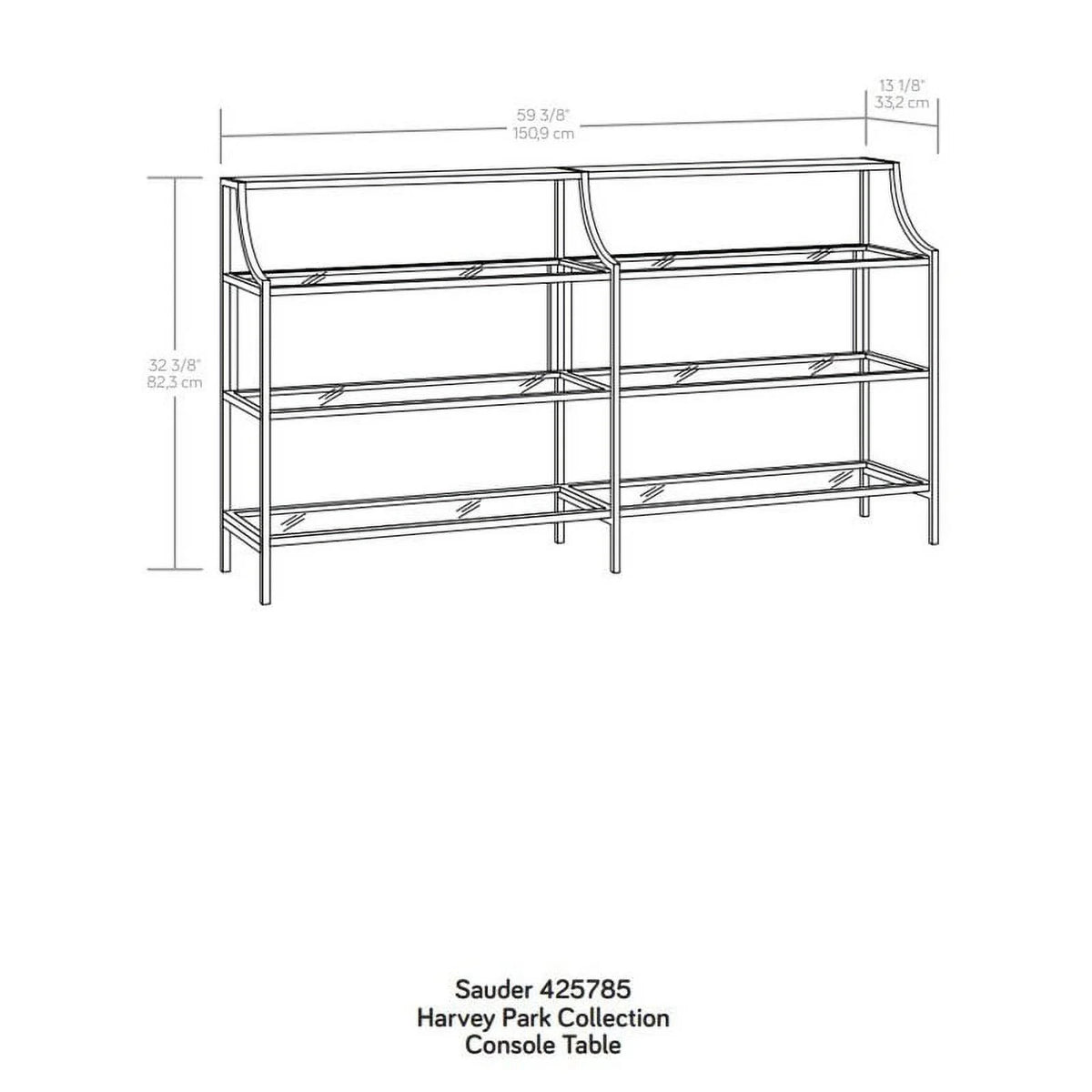 Black 3 Shelf Metal Framed Glass Console Table O711299