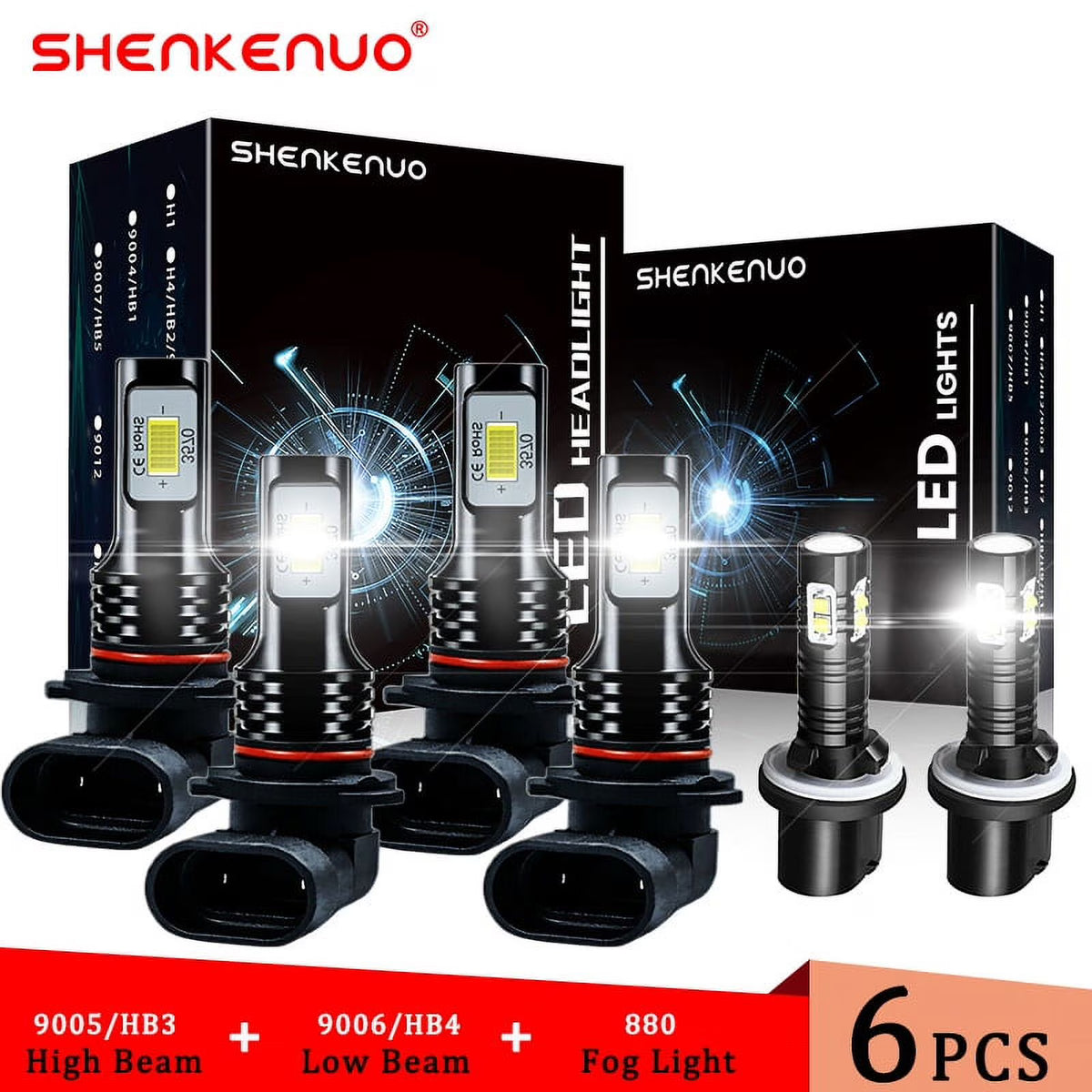 6X LED Headlights Bulbs Kit 6000K L758575