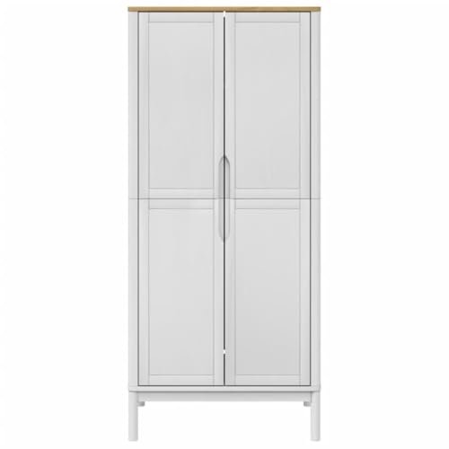Brown Solid Wood Pine Wardrobe Closet with 1 Large Compartment and Doors E64225