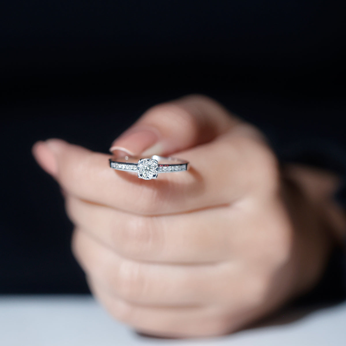 14K White Gold Diamond Engagement Ring U267