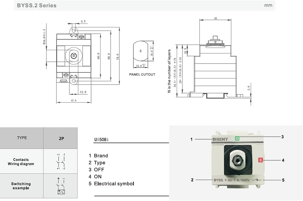DC Isolator Switch, 1500V, Pack of 2 Z271