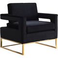 Velvet Black Armchair with Silver Legs Y31359