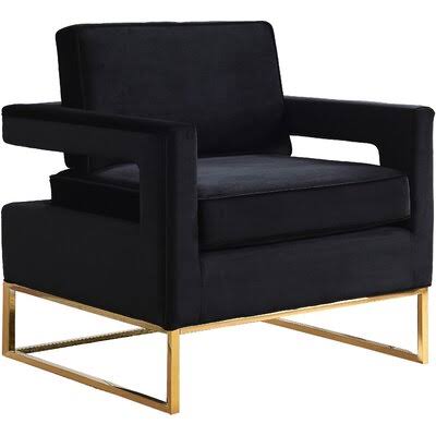 Velvet Black Armchair with Silver Legs Y31359