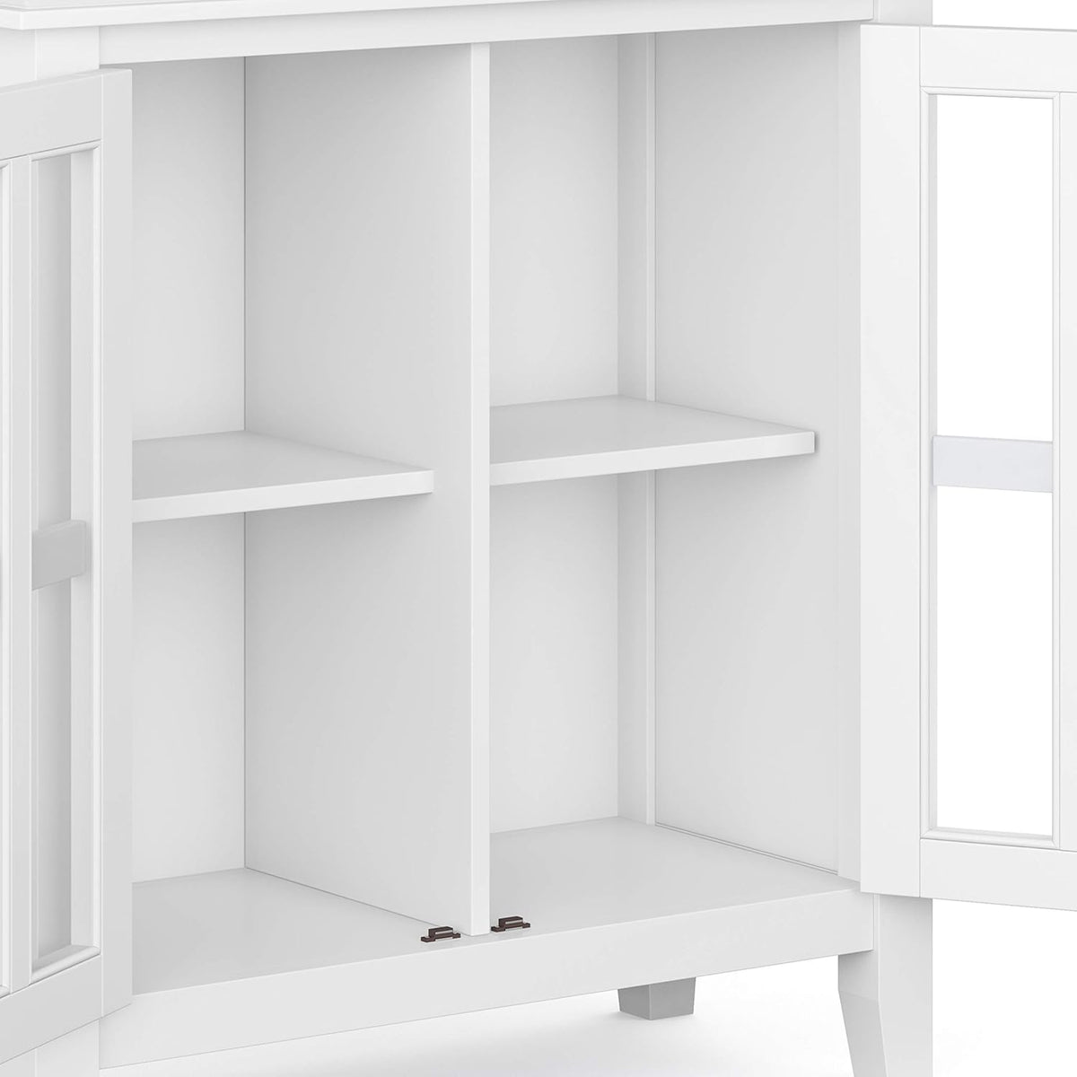 White 30 inch Wide Low Storage Cabinet with 2 Tempered Glass Doors E458208