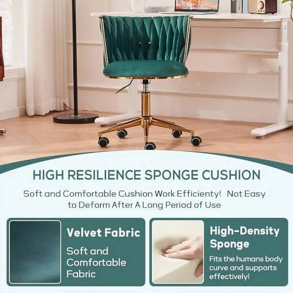 Velvet Office Desk Chair with Woven Backrest M557551