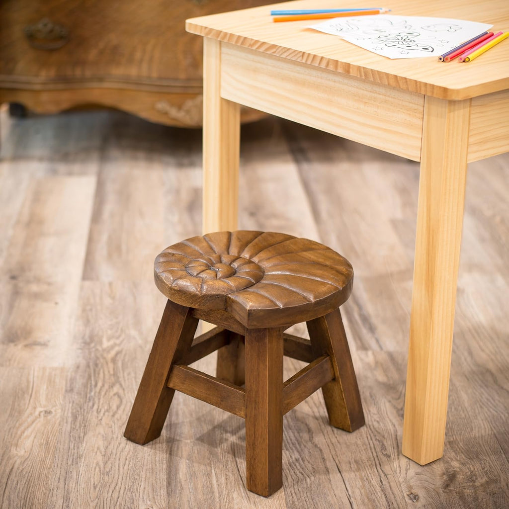 Hand Carved Acacia Hardwood Decorative Stool P786