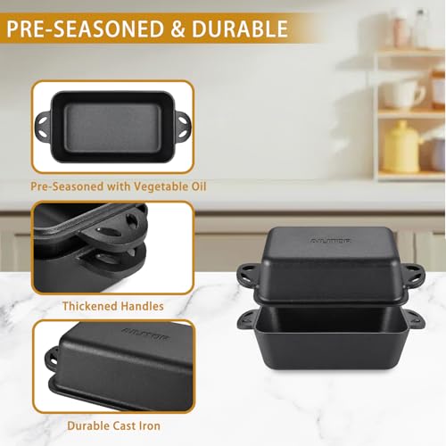 Cast Iron 9x5 Inch Loaf Pan with Lid 2 Piece Set G7321