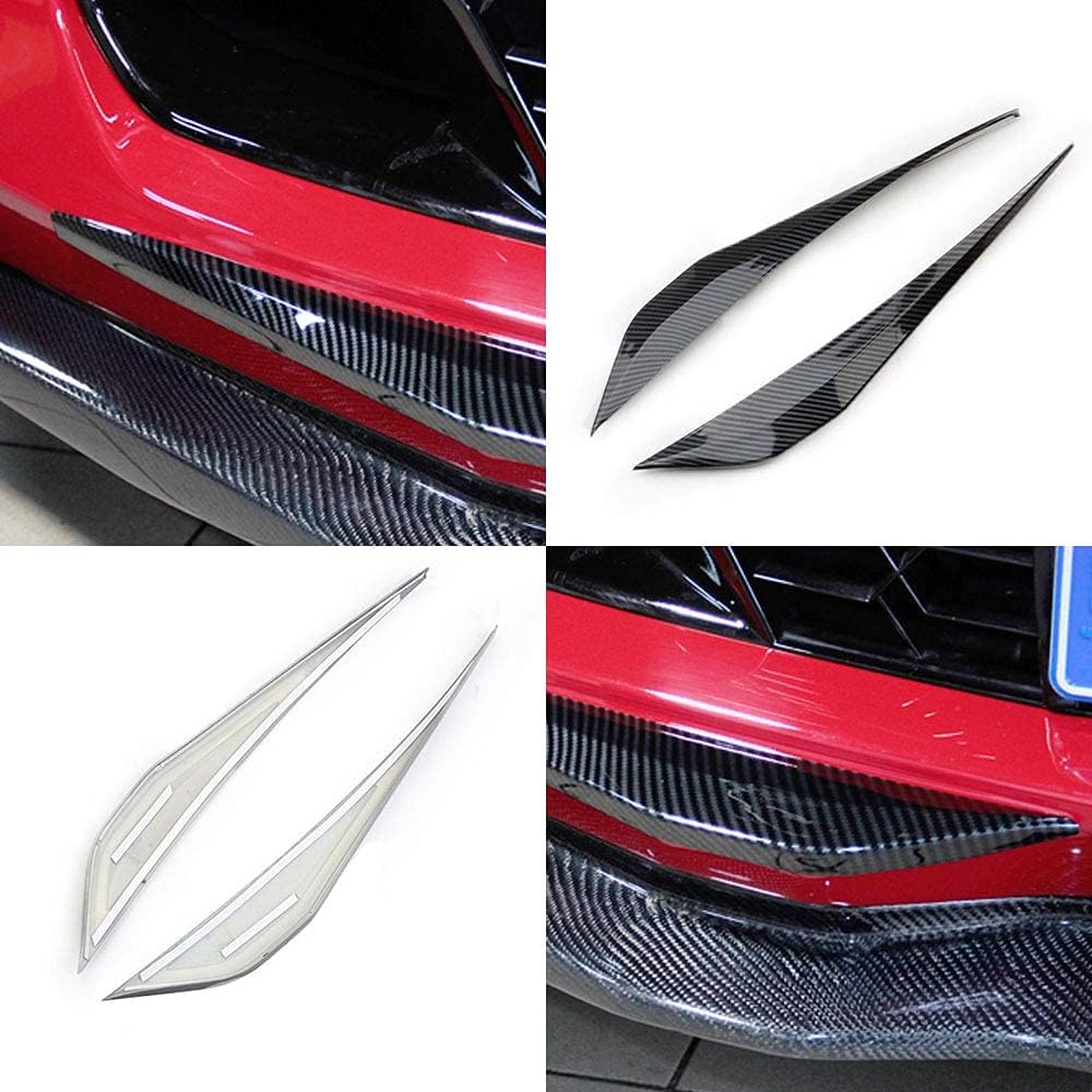 Carbon Fiber Look Cover Trims Front Bumper Bottom Corner for 2014 2015 2016 2017 2018 Chevrolet Corvette C7 E5187