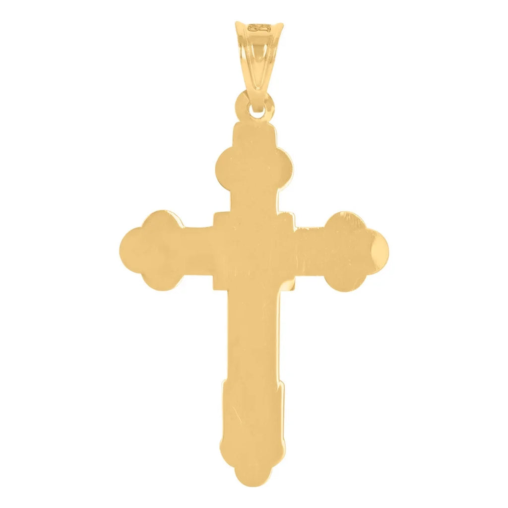10k Two Tone Gold Mens CZ Cubic Zirconia Simulated Diamond Crucifix Cross Pendant Necklace P550