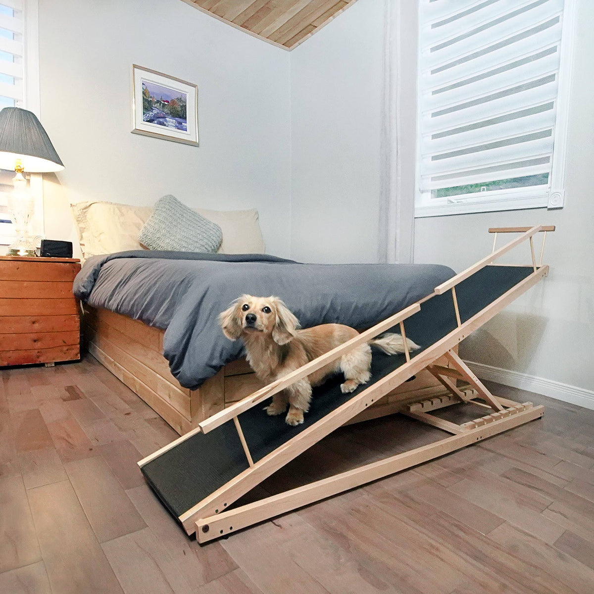 Adjustable Solid Hardwood Bed Ramp W977079