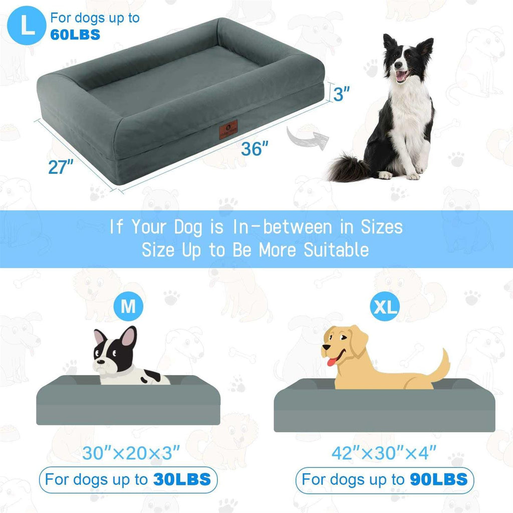 Waterproof Washable Dog Bed with Removable Cover and Bolster K41784