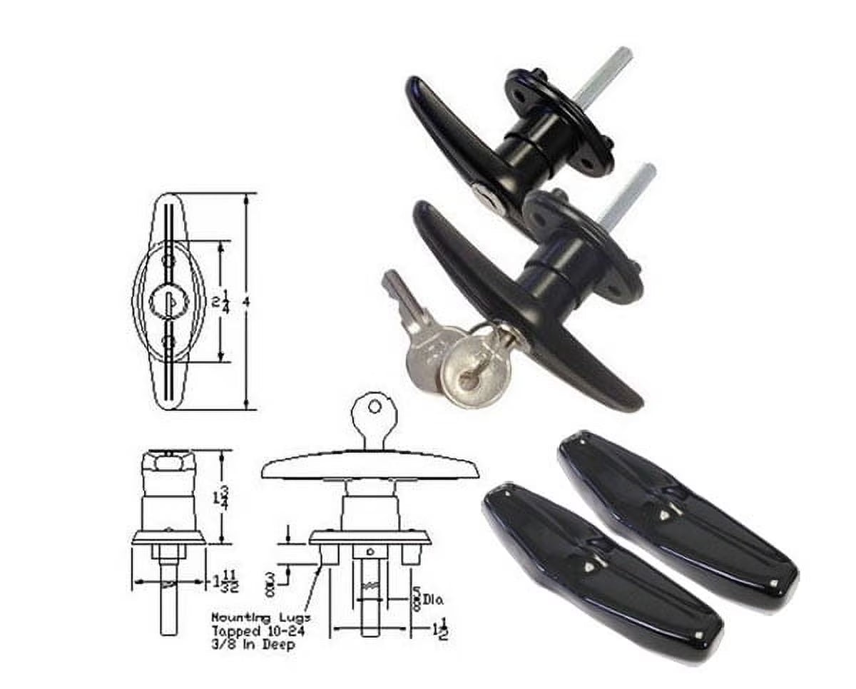 Pair Set Truck Cap Locking T-Handles with Dust Covers N66006
