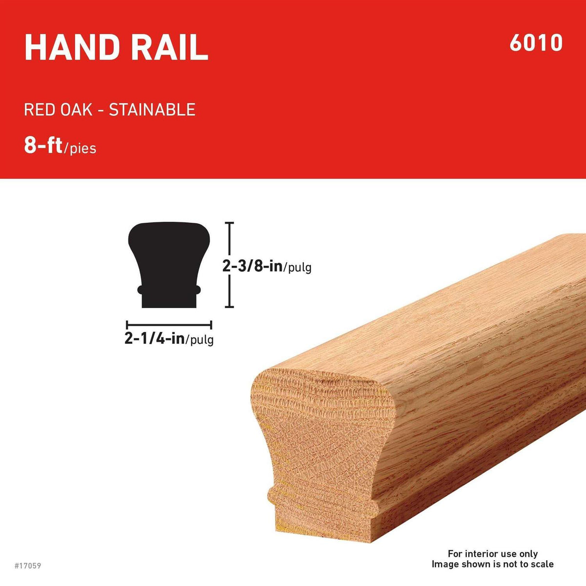 Unfinished Wood Oak Handrail V257