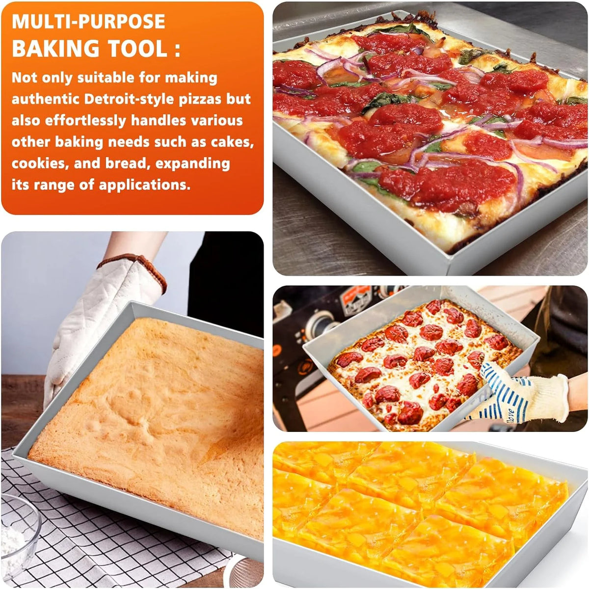 10x14x2.5 Inch Non Stick Hard Anodized Square Pizza Pan Y167448