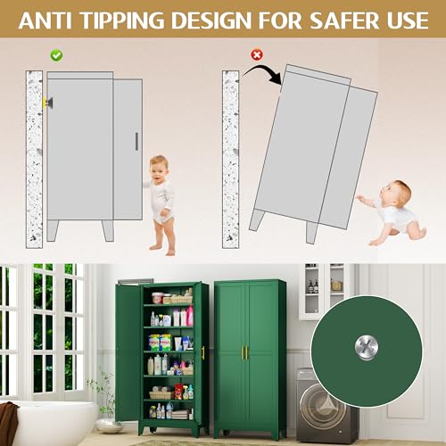 White Metal Pantry Cabinet with 2 Door and 5 Adjustable Shelves C6765