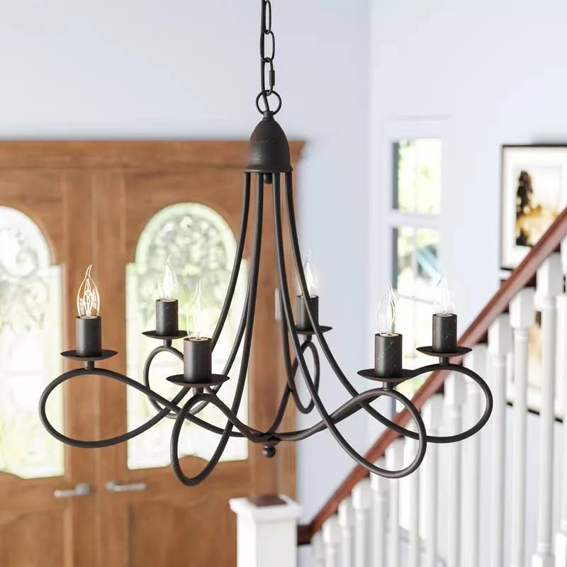 Polished Nickel 6-Light Candle-Style Chandelier A184