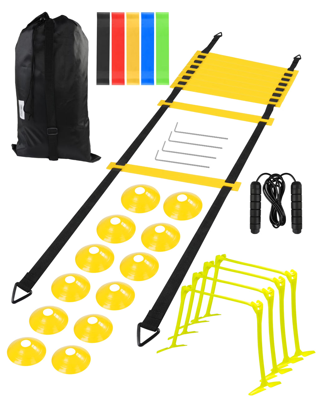 20ft Sports Agility Ladder with Cones, Hurdles, Resistance Bands, Jump Rope U619822