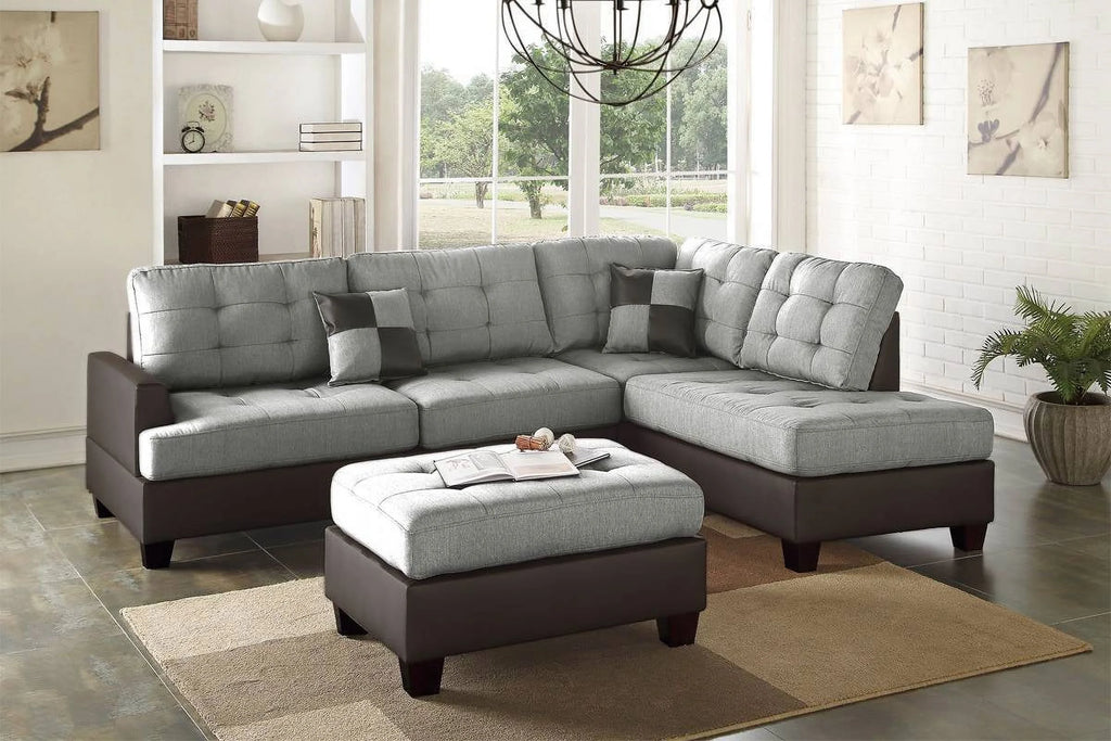 3pc Faux Leather Sectional Sofa Set H51237