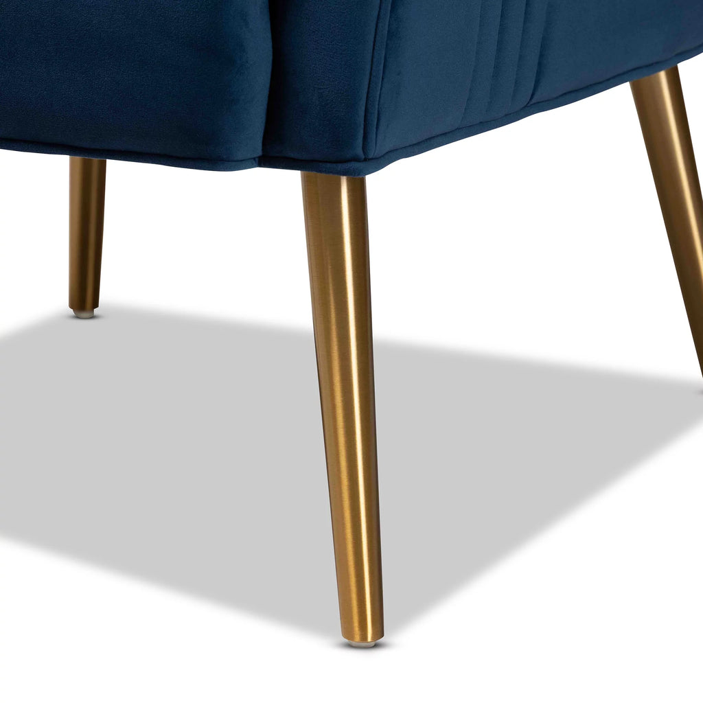 Navy Blue and Gold Wingback Chair L13192