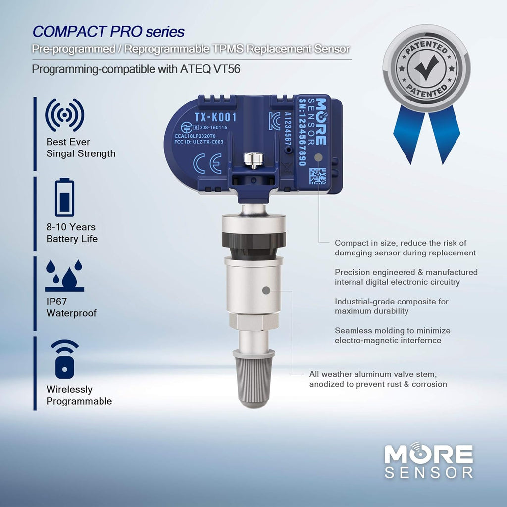 TPMS Tire Pressure Sensor 4-Pack with Aluminum Valve Stem R763439