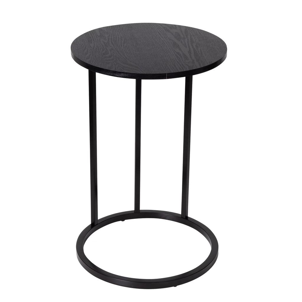 Black Wood and Metal Round End Table S988196