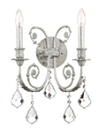 2 Light Clear Crystal Silver Sconce I831