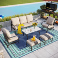 7-Seater Metal Patio Conversation Set with Rocking Sofa Beige Z53759