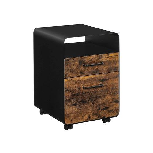 Black Rustic Brown File Cabinet with 2 Drawers P34201