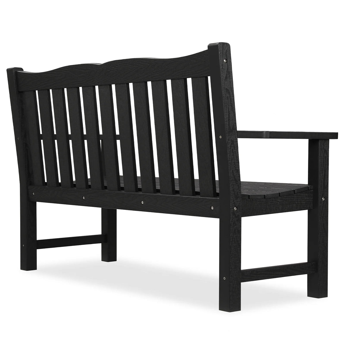 Black Two Person Outdoor Garden Bench with Armrest P4542