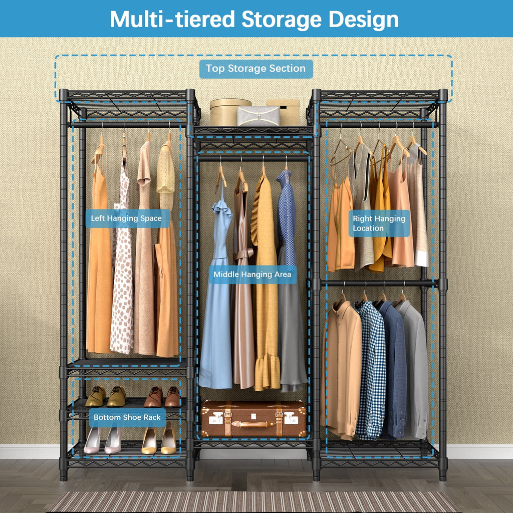 Portable Closet Wardrobe Heavy Duty Metal Clothing Rack U8048